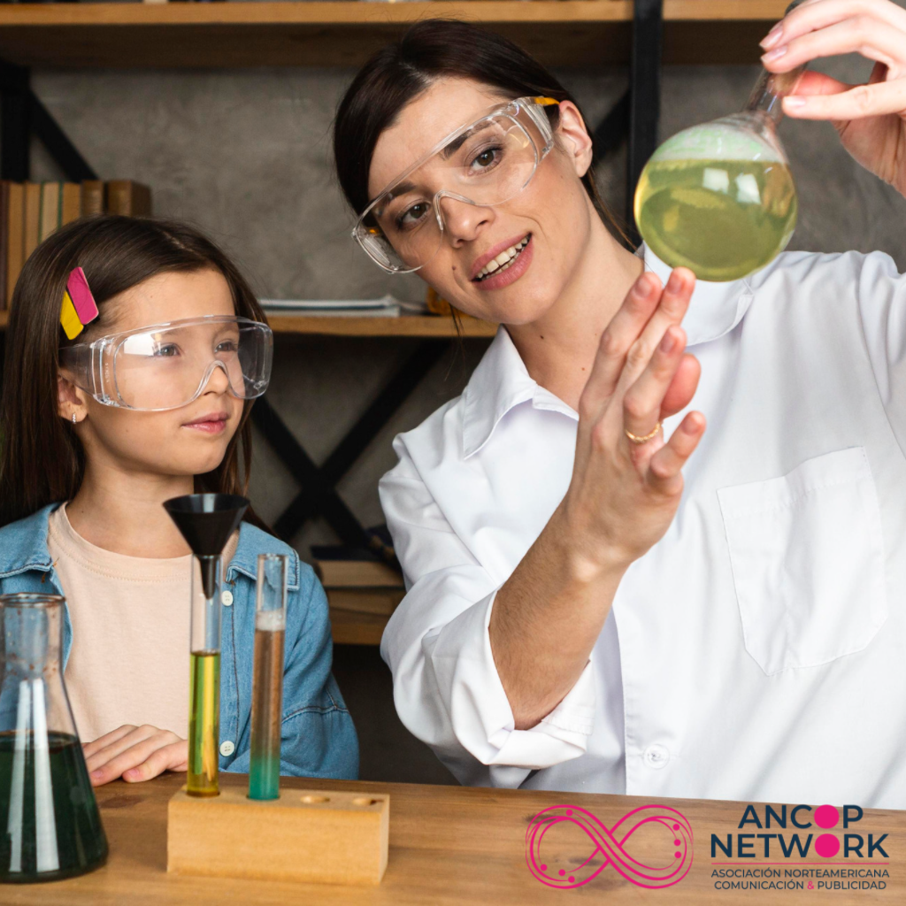 la niña y la mujer en la ciencia