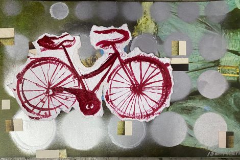 Tour Arte sobre ruedas en torno a las bicicletas se presenta en Fundación Sebastián 2 Isabel Lenero Collage sobre papel 2023 23x35 cm