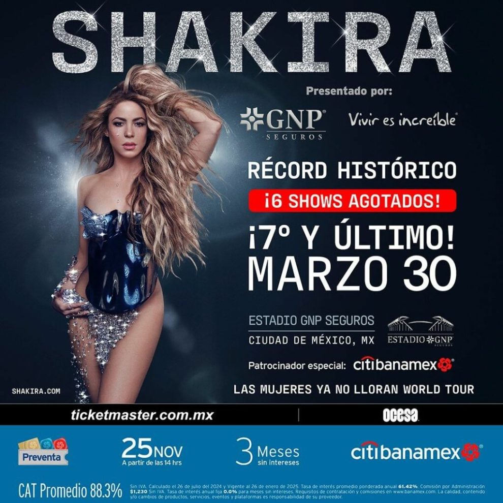 Shakira anuncia séptima fecha en CDMX: todo listo para el 30 de marzo de 2025 1 Shakira anuncia séptima fecha en CDMX: todo listo para el 30 de marzo de 2025