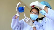 researching in laboratory